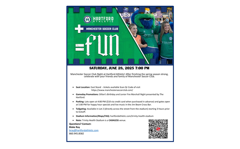 Manchester Soccer Club Night at Hartford Athletic